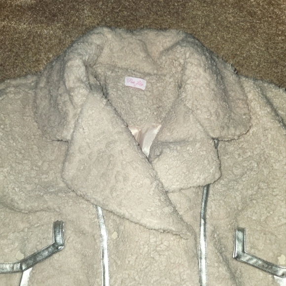 Pink Lily Beige Sherpa Moto Jacket large - Picture 4 of 5